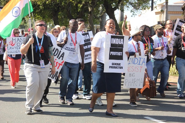 activists march to Indian consulate during AIDS2016