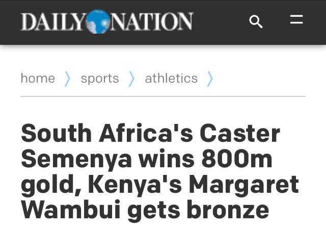Caster headline Daily Nation 