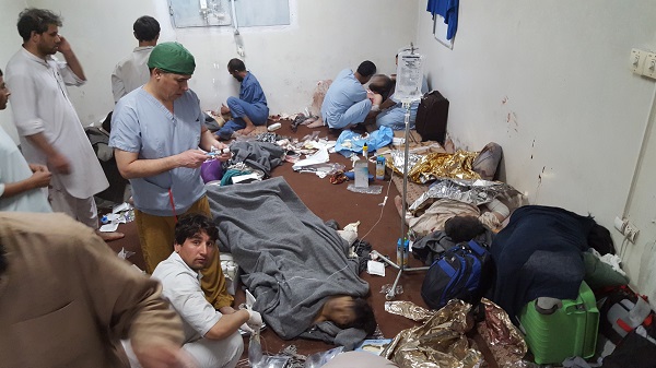 Emergency surgery and medical activities continue in one of the remaining parts of MSF's hospital in Kunduz in the immediate aftermath of the bombing 03 October 2015. MSF was forced to cease all its activities and evacuate the damaged hospital 04 October following the apparent targeted attack on its staff, patients and facility.